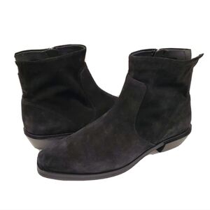 NEW Sarto Yeni Block Heel Ankle Boot Black Suede